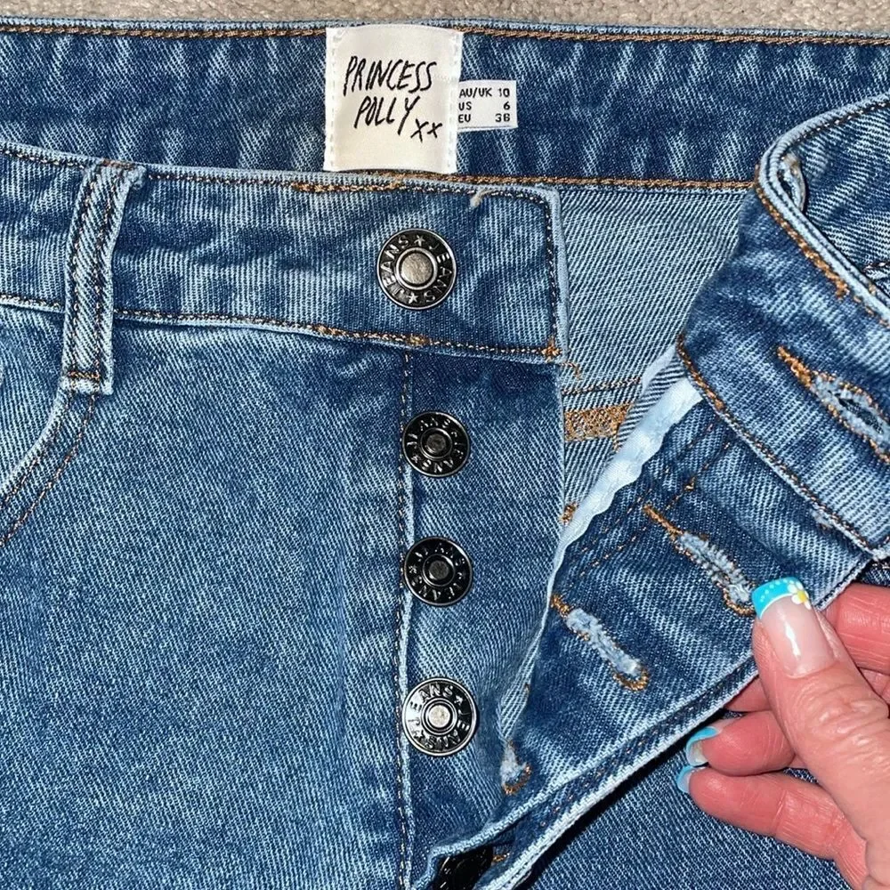 Princess Polly Button Fly Straight Leg Jeans Size 6​​​
